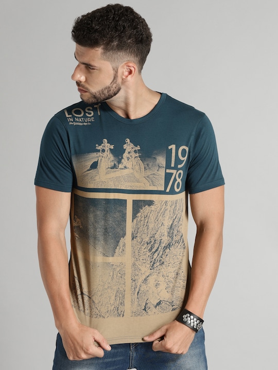 Roadster Men Graphic Printed Cotton T-shirt