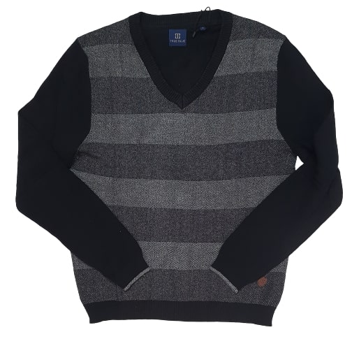 True Blue Checkered V Neck Casual Men Sweater