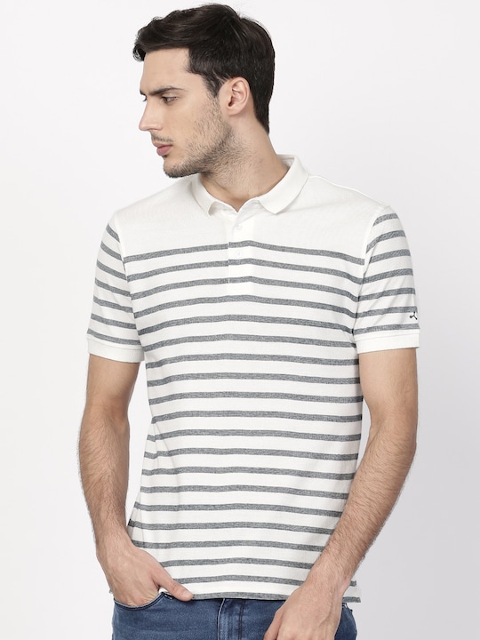 ether Men Striped Polo Collar T-Shirt