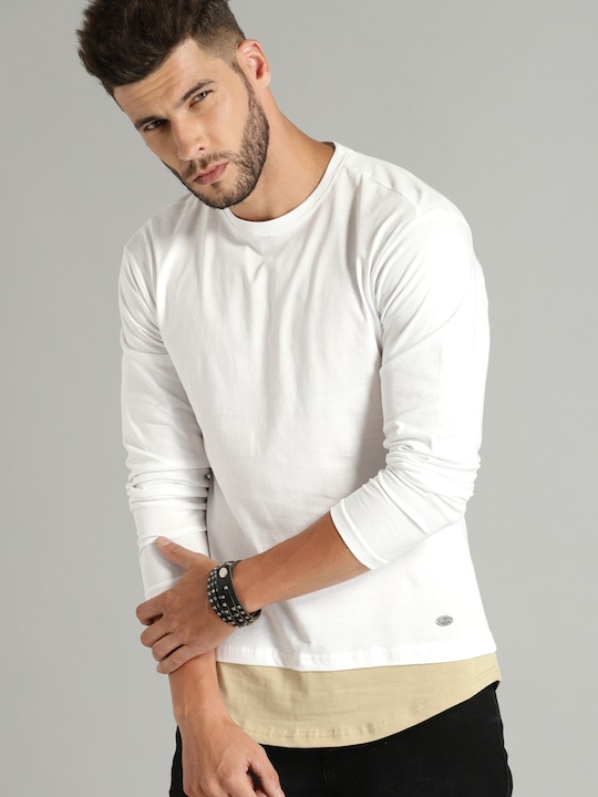 Roadster Men Solid Round Neck Layered T-shirt