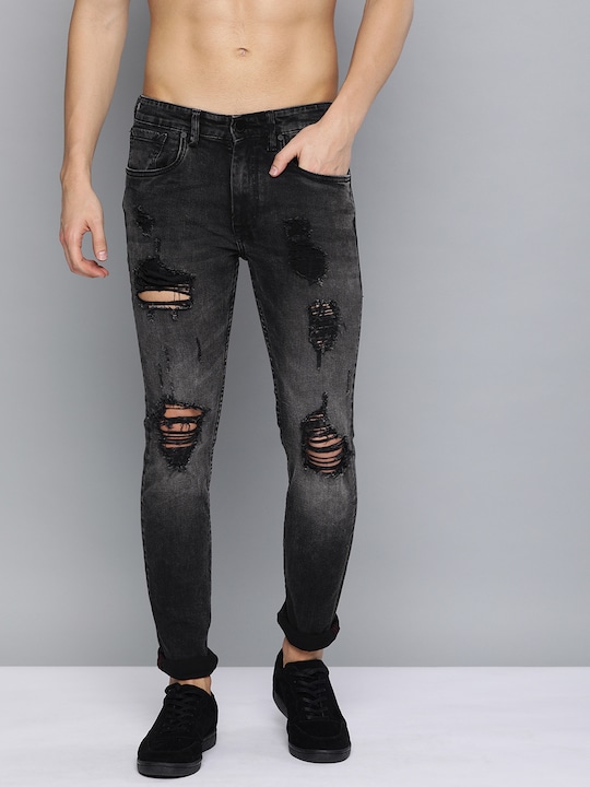 HERE&NOW Men Slim Fit Mid-Rise Mildly Distressed Stretchable Jeans