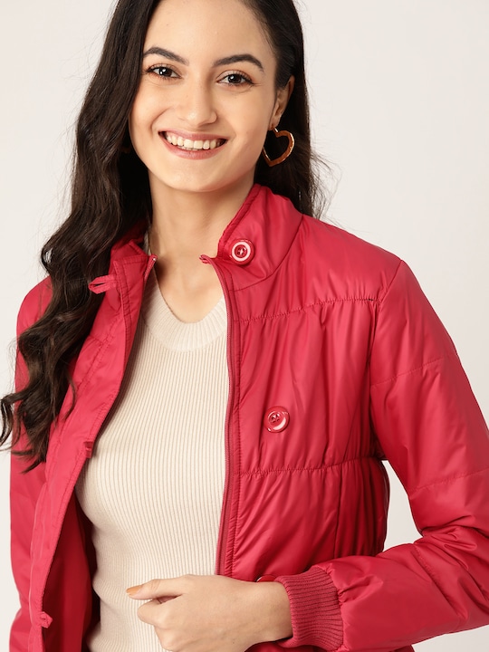 DressBerry Women Solid Longline Bomber Jacket