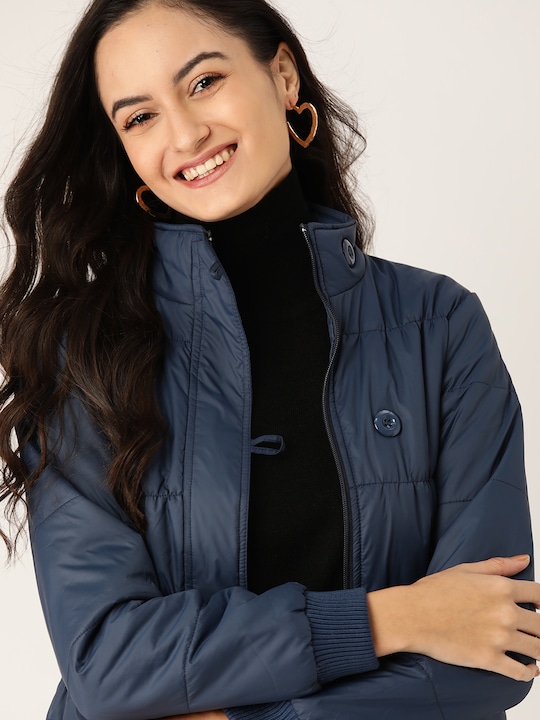  DressBerry Women Solid Longline Bomber Jacket