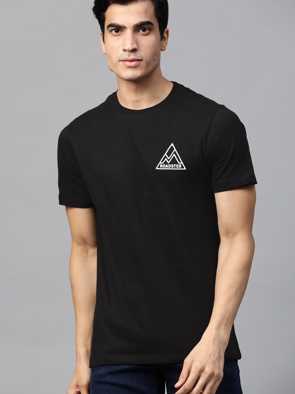 Roadster Men Printed Back Round Neck T-shirt