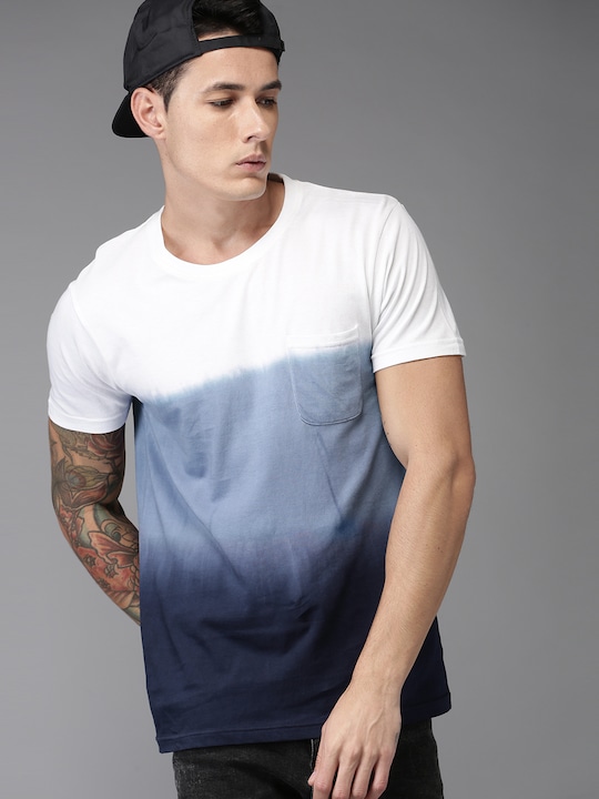 Moda Rapido Men Ombre-Dyed Cotton Pure Cotton T-shirt