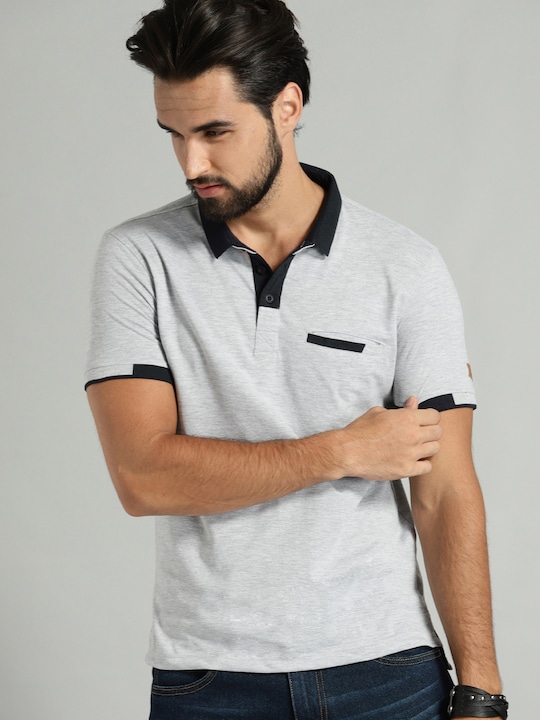 Roadster Men Polo Collar Cotton Pure Cotton T-shirt