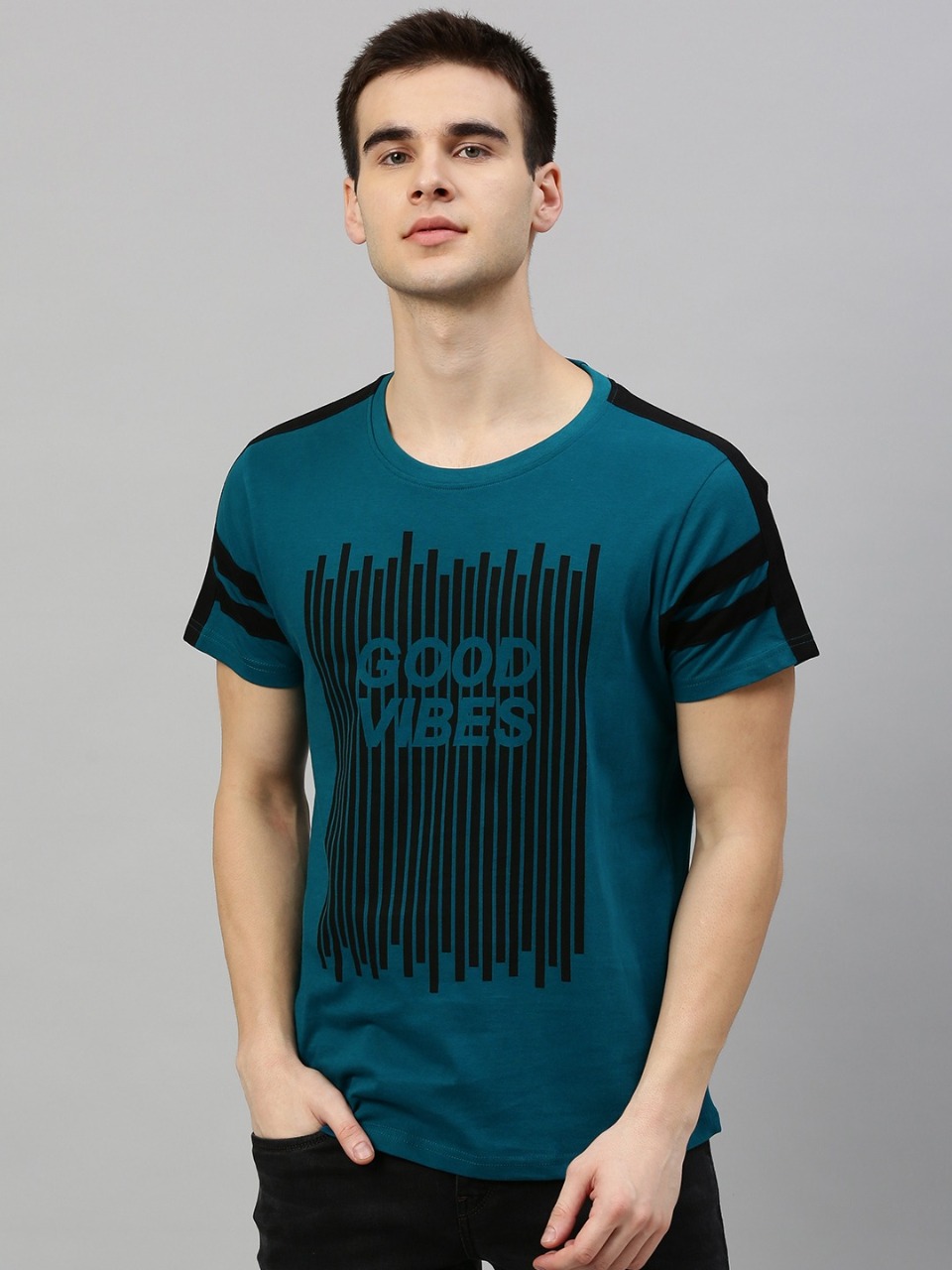 HERE&NOW Men Printed Cotton Pure Cotton T-shirt