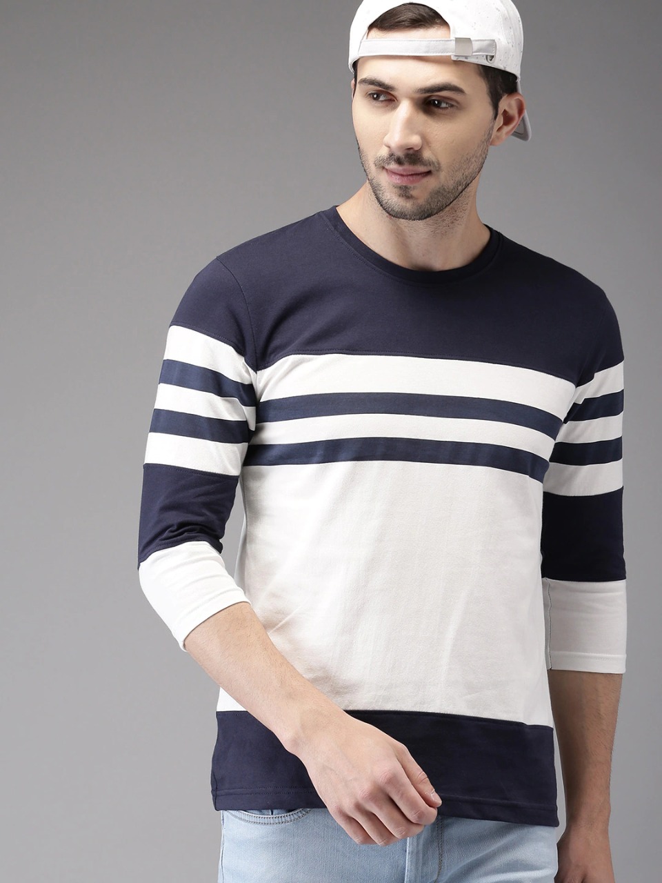 HERE&NOW Men Colourblocked Cotton T-shirt