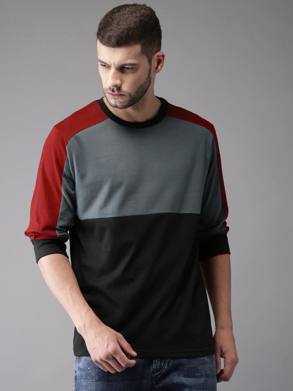 Moda Rapido Men Colourblocked Round Neck Pure Cotton T-shirt