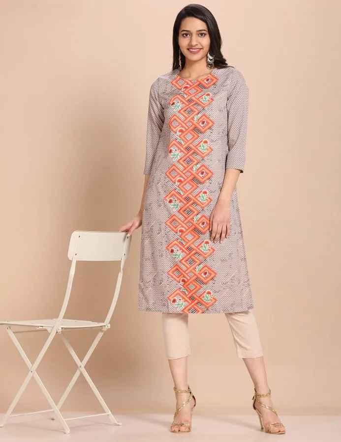 Imara Women Round Neck Printed Kurta