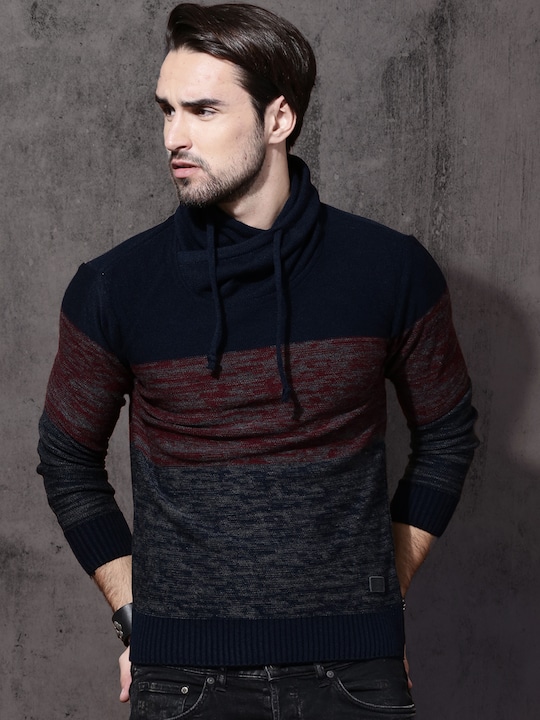  Roadster Men Self-Design Acrylic Pullover