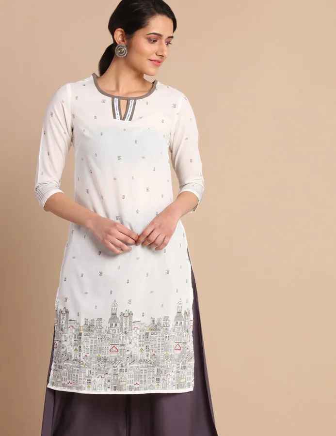 Imara Women Round Neck Printed Kurta