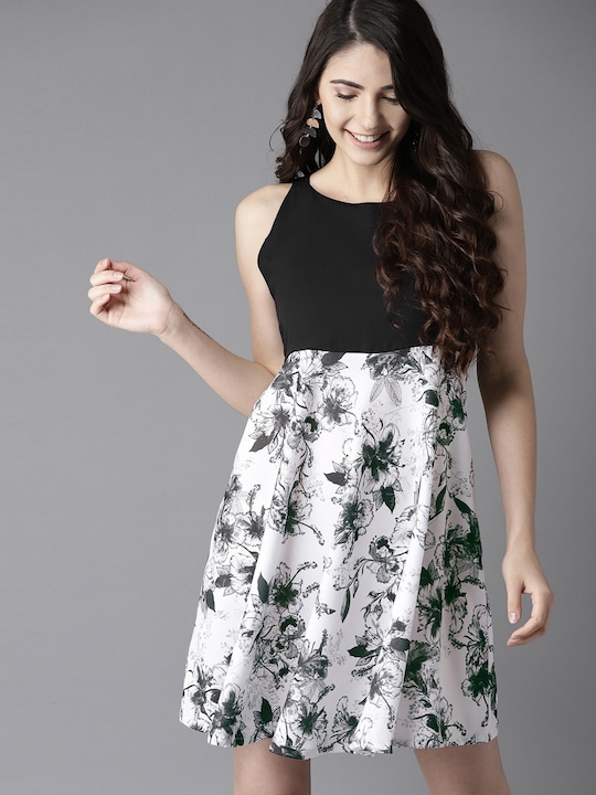 HERE&NOW Women Printed A-Line Dress