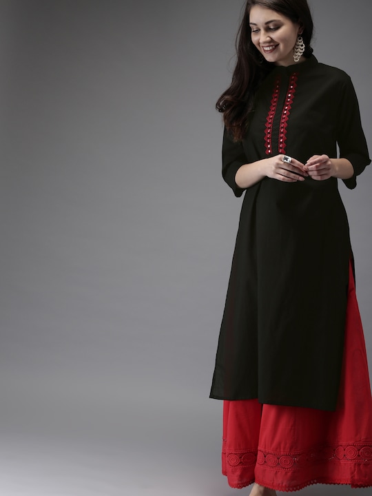 HERE&NOW Minimalistic Mirror Work Kurta