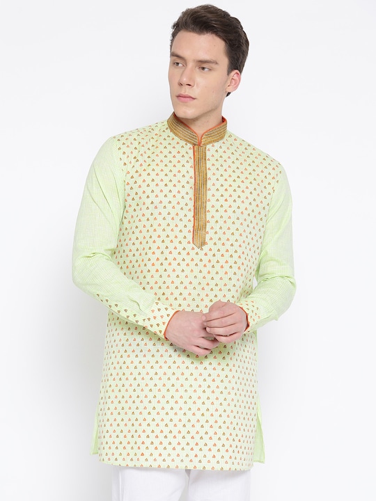 Manish Creations Men Printed Straight Kurta