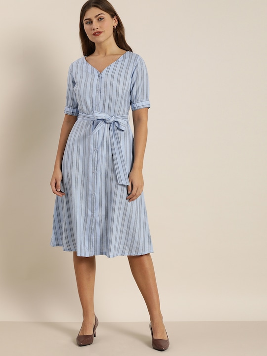 Moda Rapido Women Striped A-Line Dress