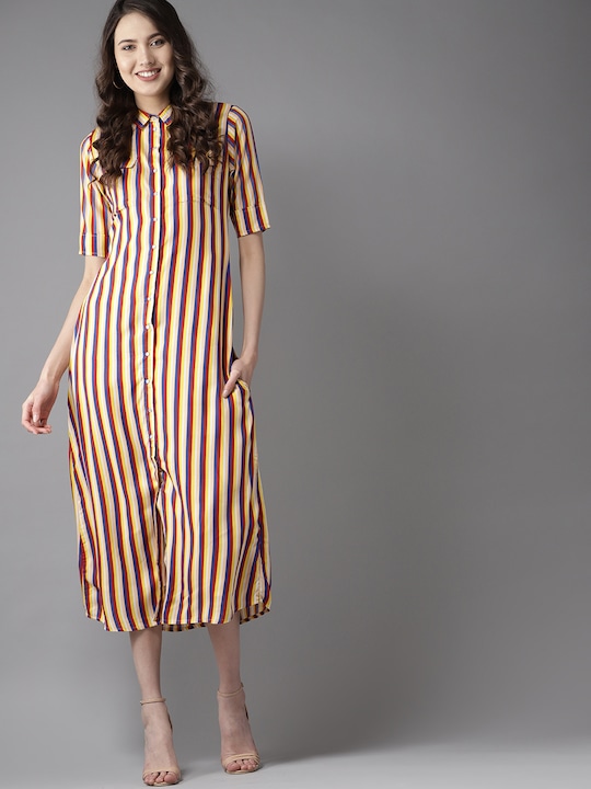 HERE&NOW Women Striped Shirt Dress