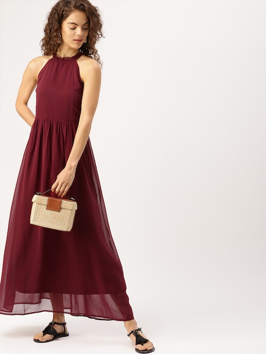 DressBerry Women Solid Maxi Dress