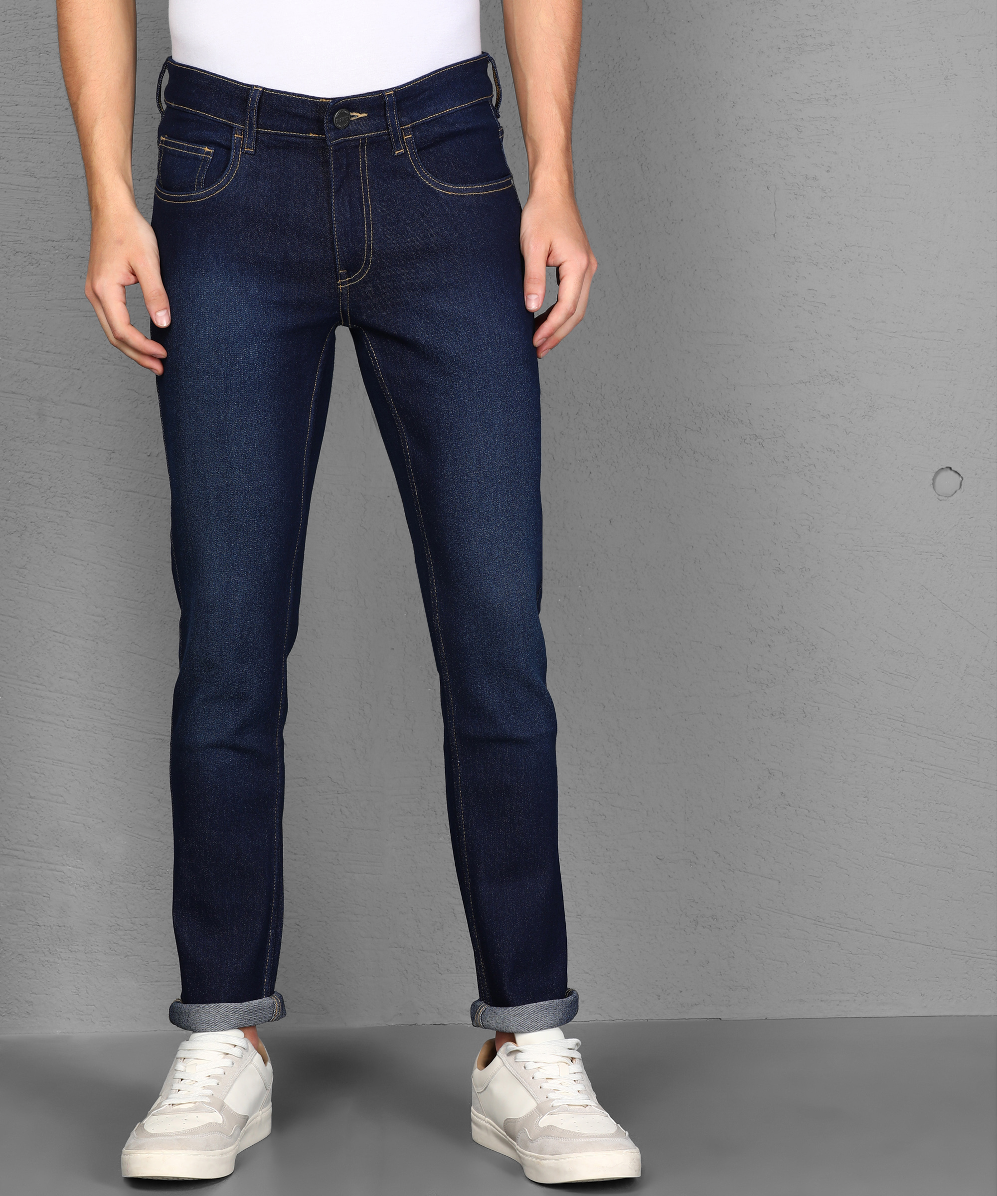 METRONAUT Men Slim Mid Rise Dark Blue Jeans