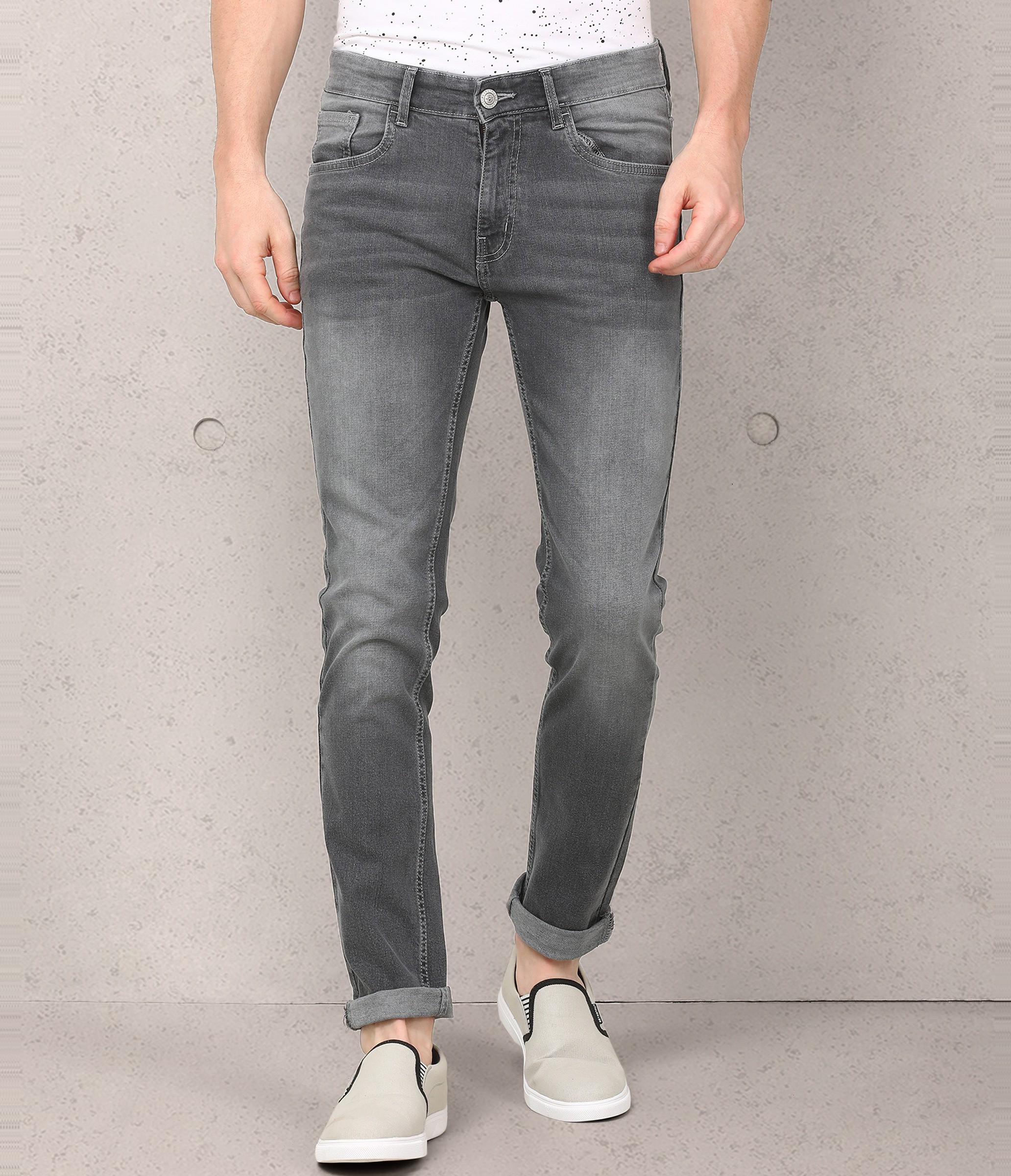 METRONAUT Men Slim Mid Rise Grey Jeans