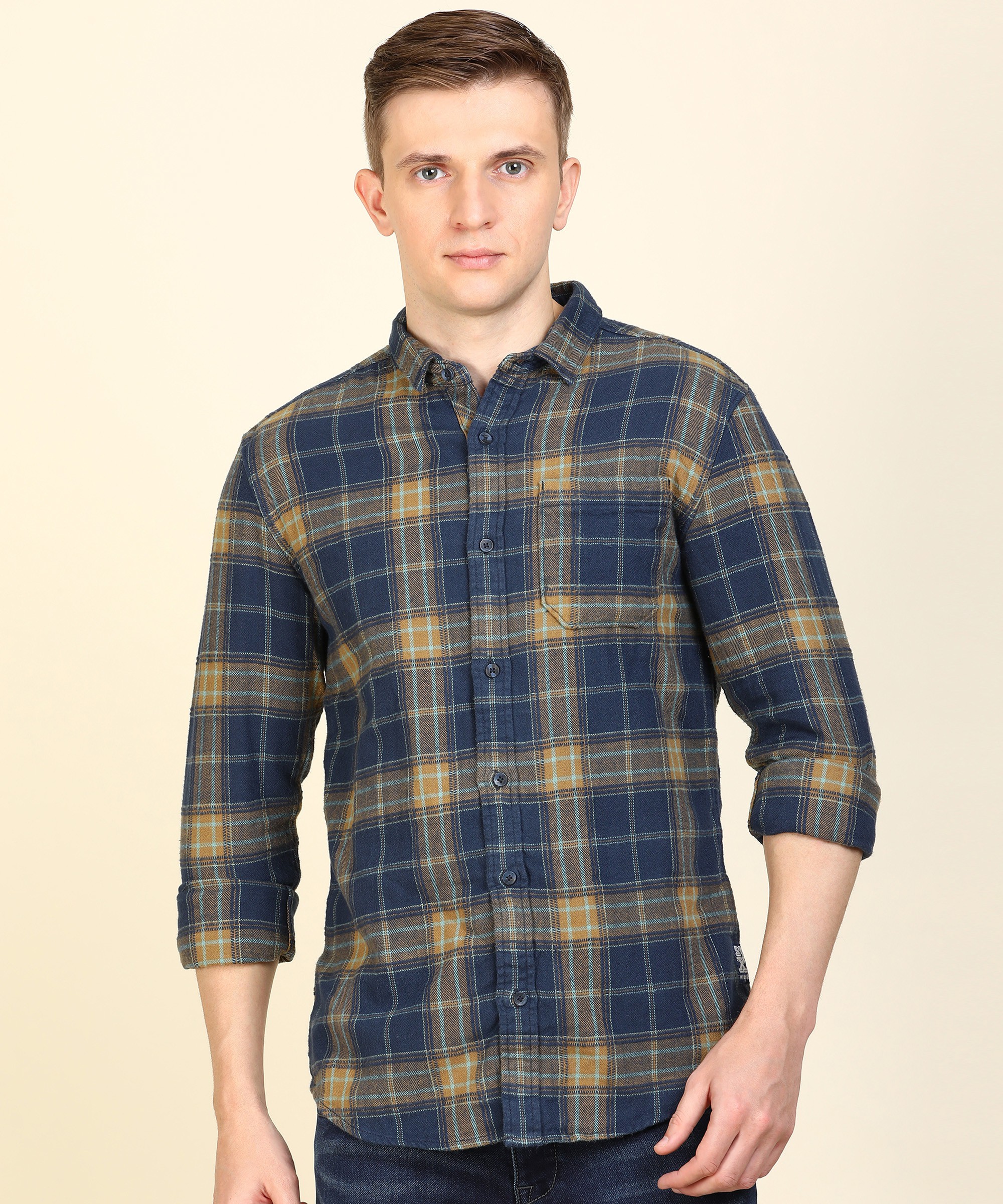 Wrangler 20X  Men Solid Slim Collar Casual Shirt