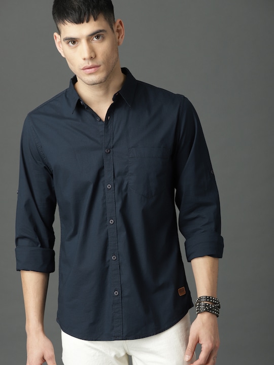 Roadster Men Regular Fit Solid Sustainable Casual Shirt