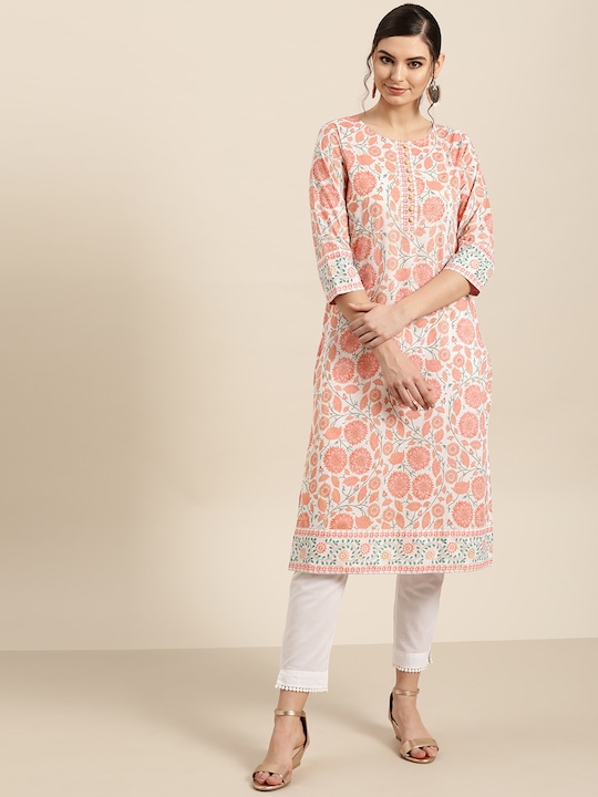 Sangria  Women Printed Pure Cotton Straight Kurta