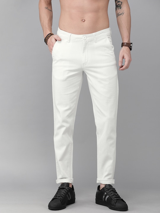 Roadster Men Fit Solid Regular Trousers