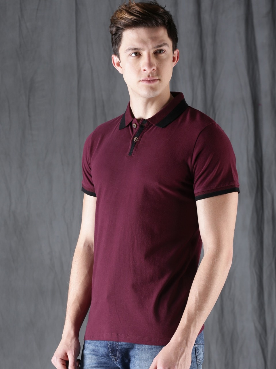 WROGN Men Solid Polo Collar Slim Fit T-shirt