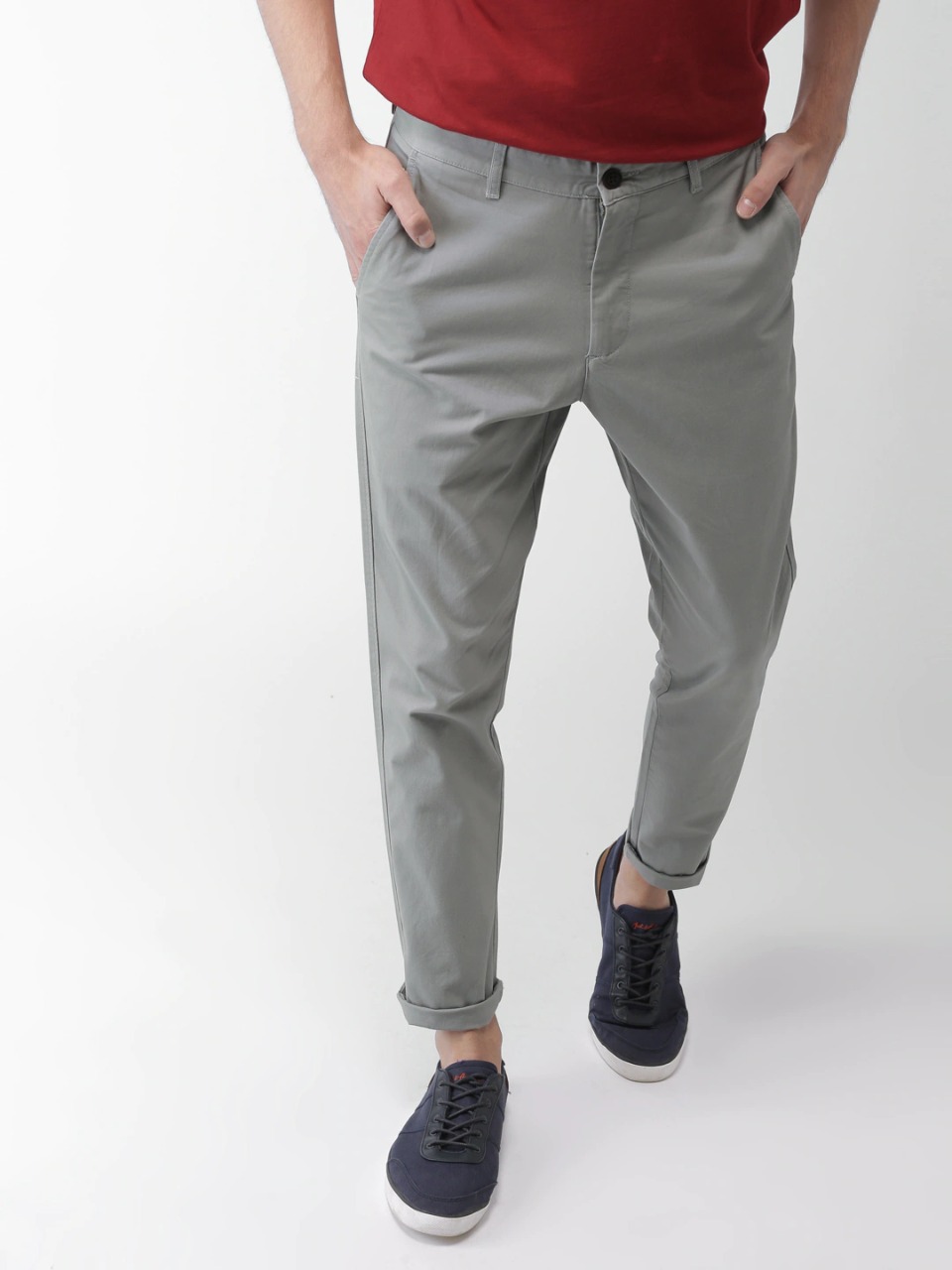 Mast & Harbour Men Tapered Fit Solid Chinos