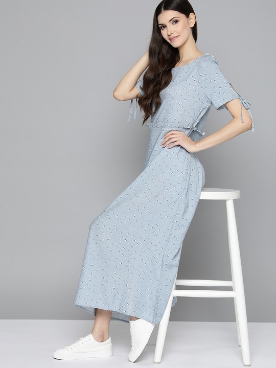 Mast & harbour Floral Sleeve A-Line Maxi Dress