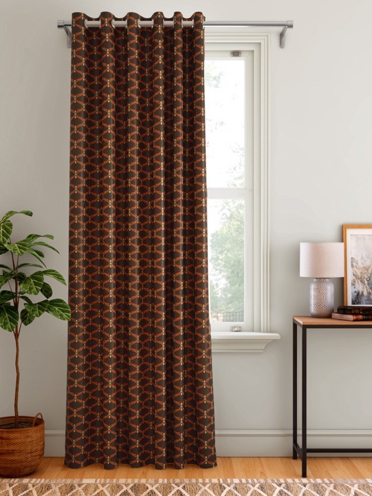 Aura Geometric Print Single Door Curtain