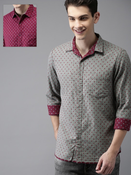 HERE&NOW Men Regular Fit Printed Reversible Casual Shirt