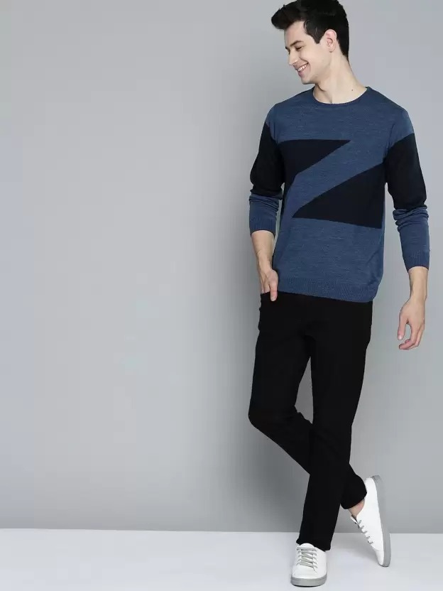 Mast & Harbour  Men Solid Round Neck Sweater