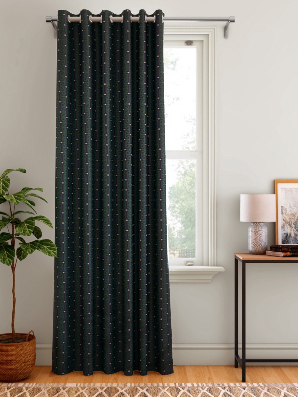 Aura Ethnic Motifs Patterned Single Door Curtain