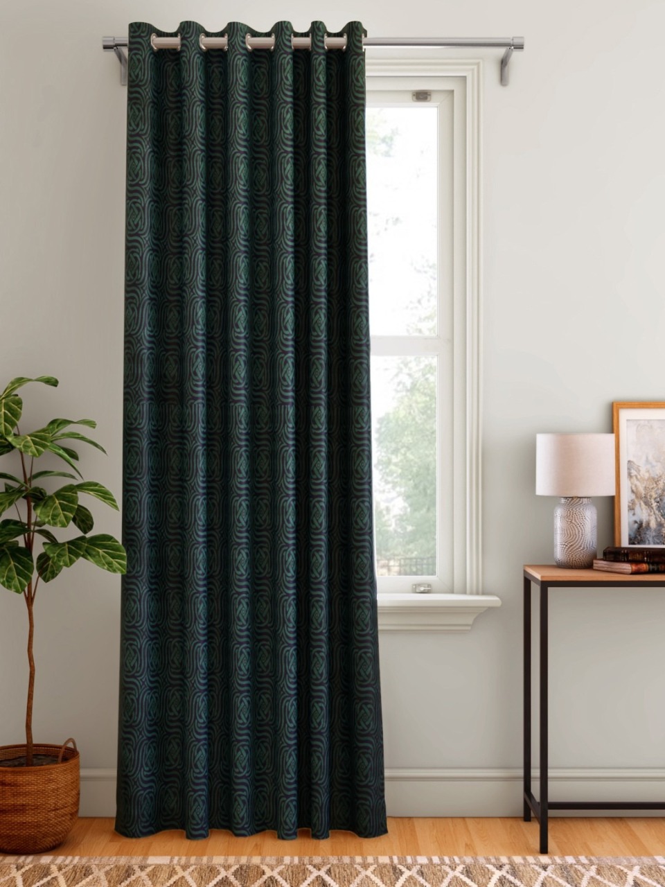 Aura Geometric Print Single Door Curtain