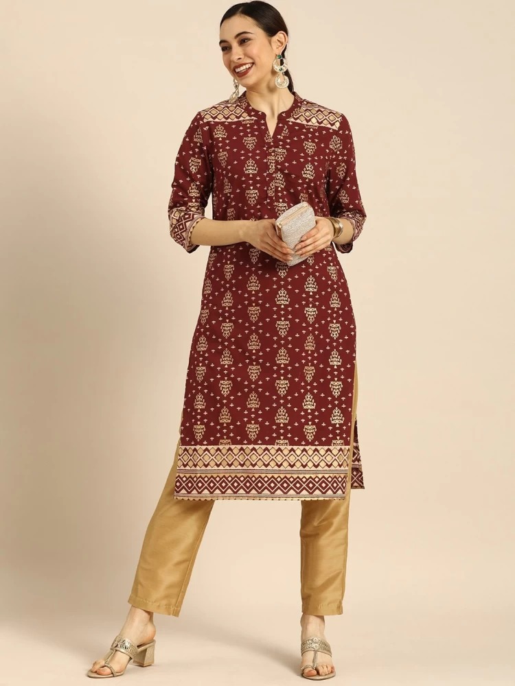 Anouk Women Ethnic Motifs Foil Printed Kurta