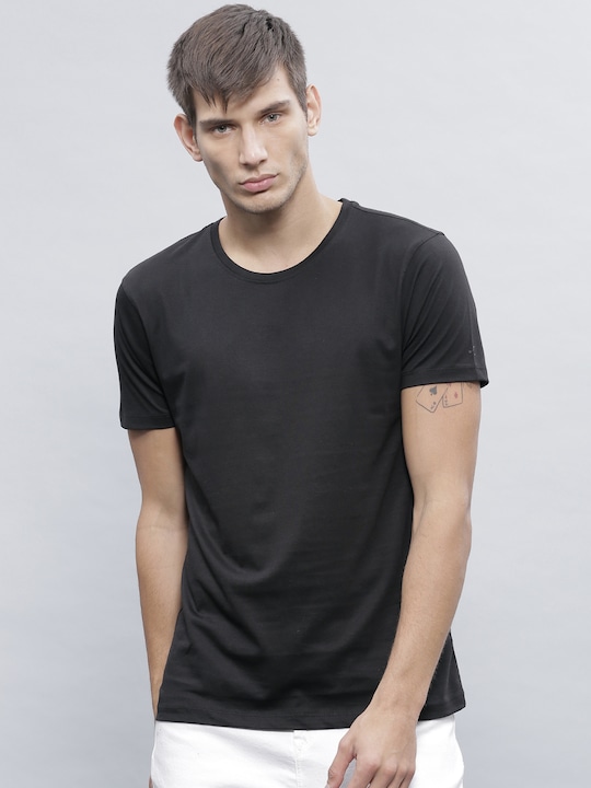 ether Men Black Pure Cotton T-shirt