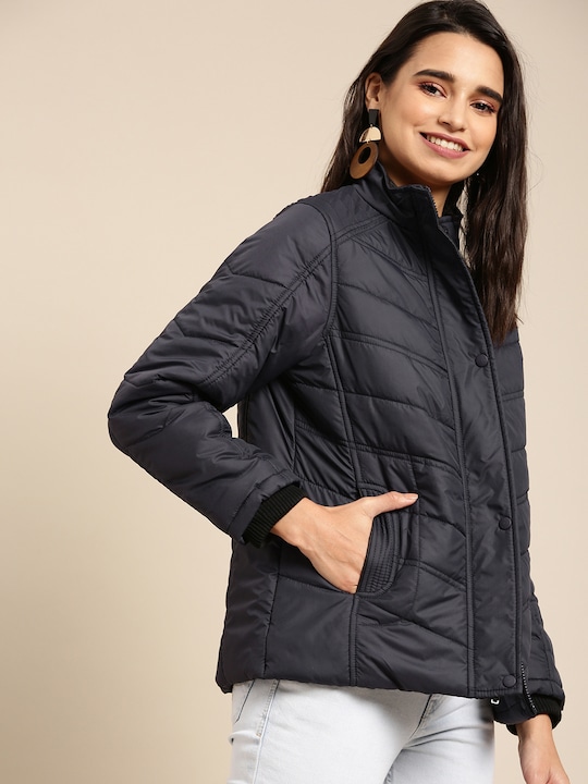 DressBerry Women Solid Quilted Jacket