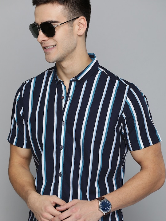 Mast & Harbour Men Striped Pure Cotton Casual Shirt