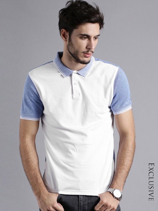 ether Men White Oxford Polo Pure Cotton T-shirt