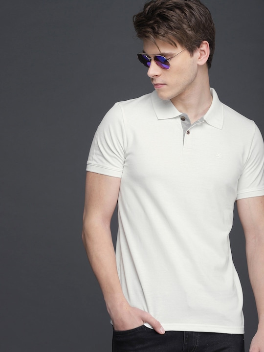  WROGN Men Solid Polo Pure Cotton T-shirt