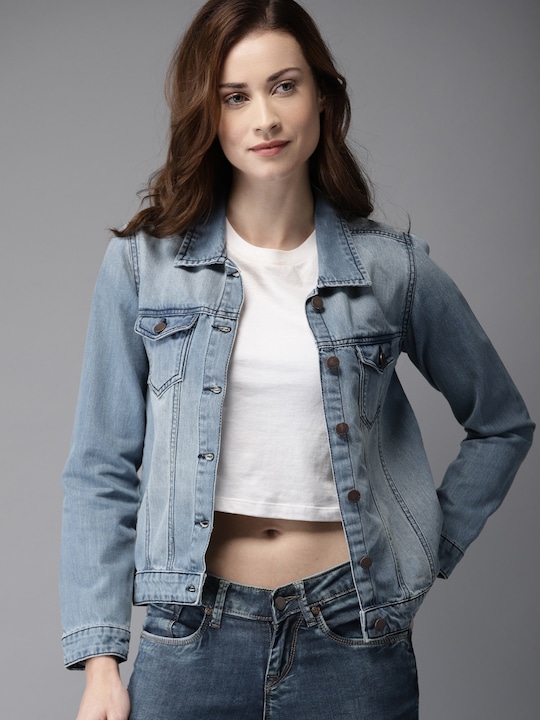 HERE&NOW Women Solid Denim Jacket