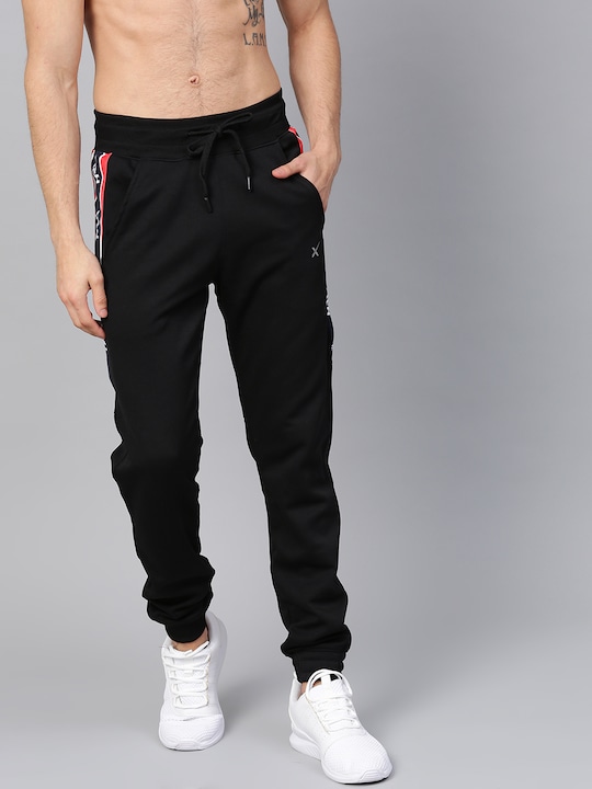 HRX Men Black Solid Track Pant