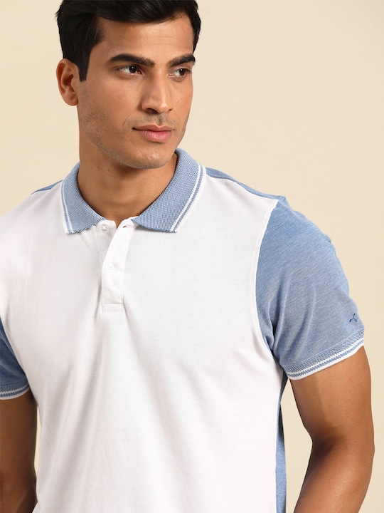 ether Men Pure Cotton Colourblocked Polo Collar T-shirt