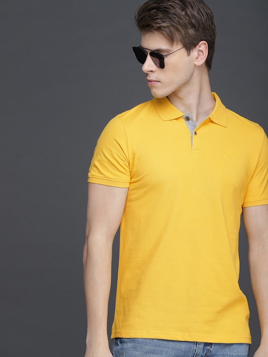 WROGN Men Solid Slim Fit Polo Pure Cotton T-shirt