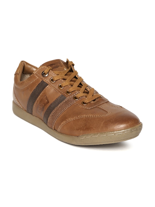 Levis Men Brown Leather Sneakers