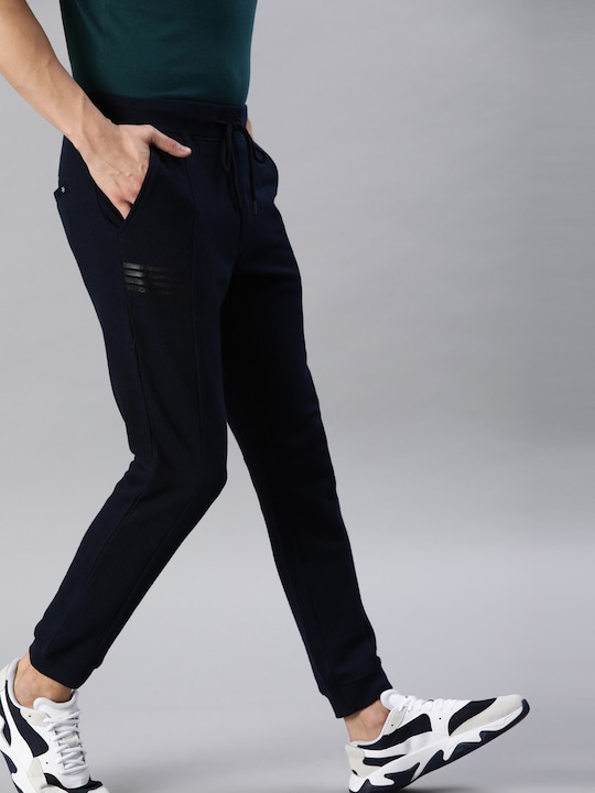 WROGN Men Navy Blue Solid Slim Fit Joggers