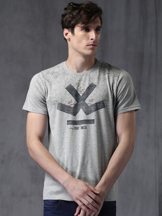 WROGN Men Printed Slim Fit Pure Cotton T-shirt