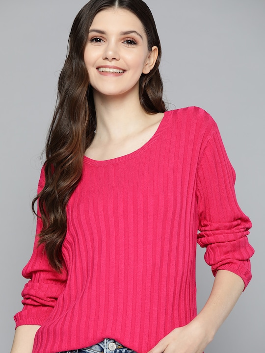 Mast & Harbour Women Ribbed Knitted Pullover